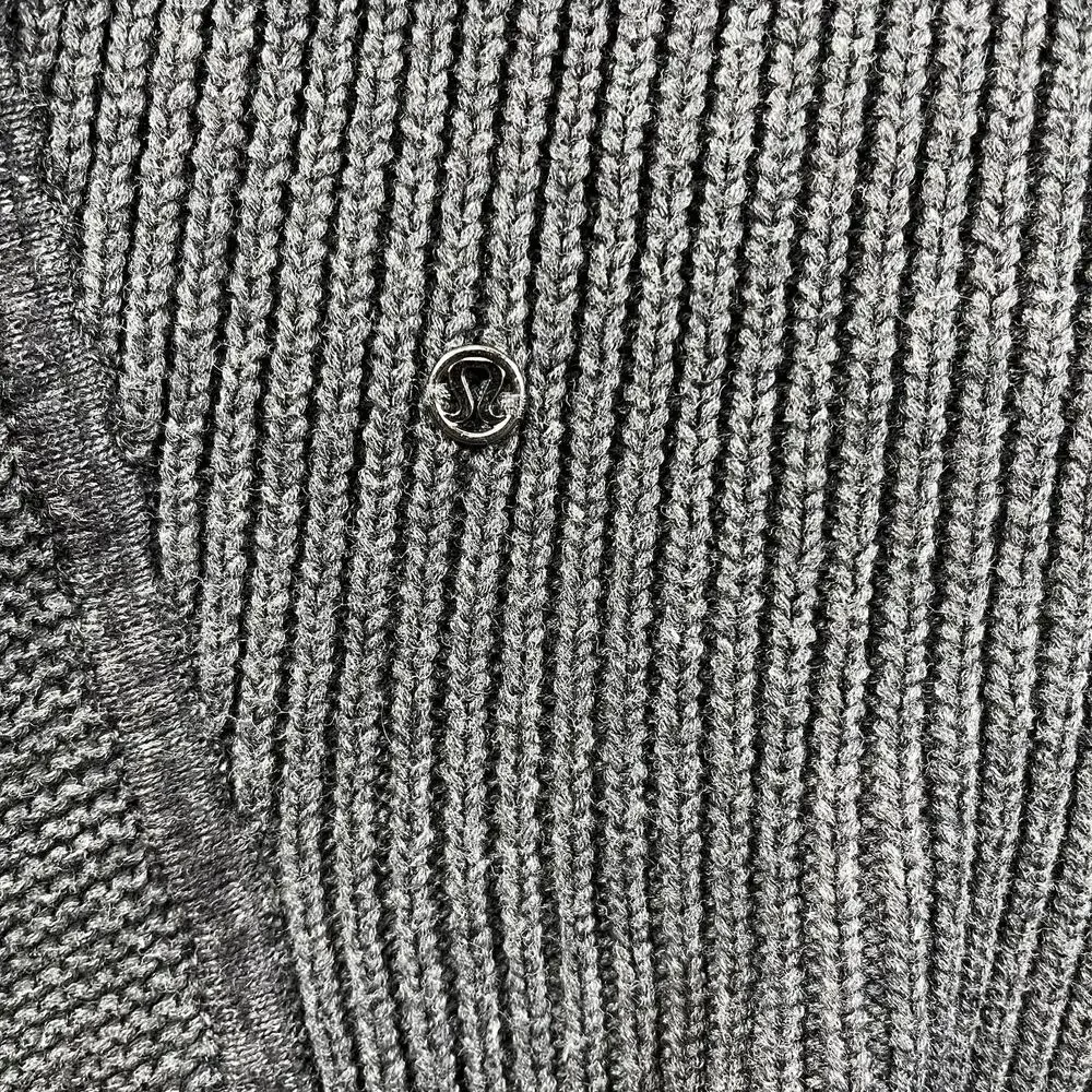 Lululemon Sit In Peace Cardigan Heathered Charcoal Grey Ribbed Open Front 6 - Picture 4 of 6